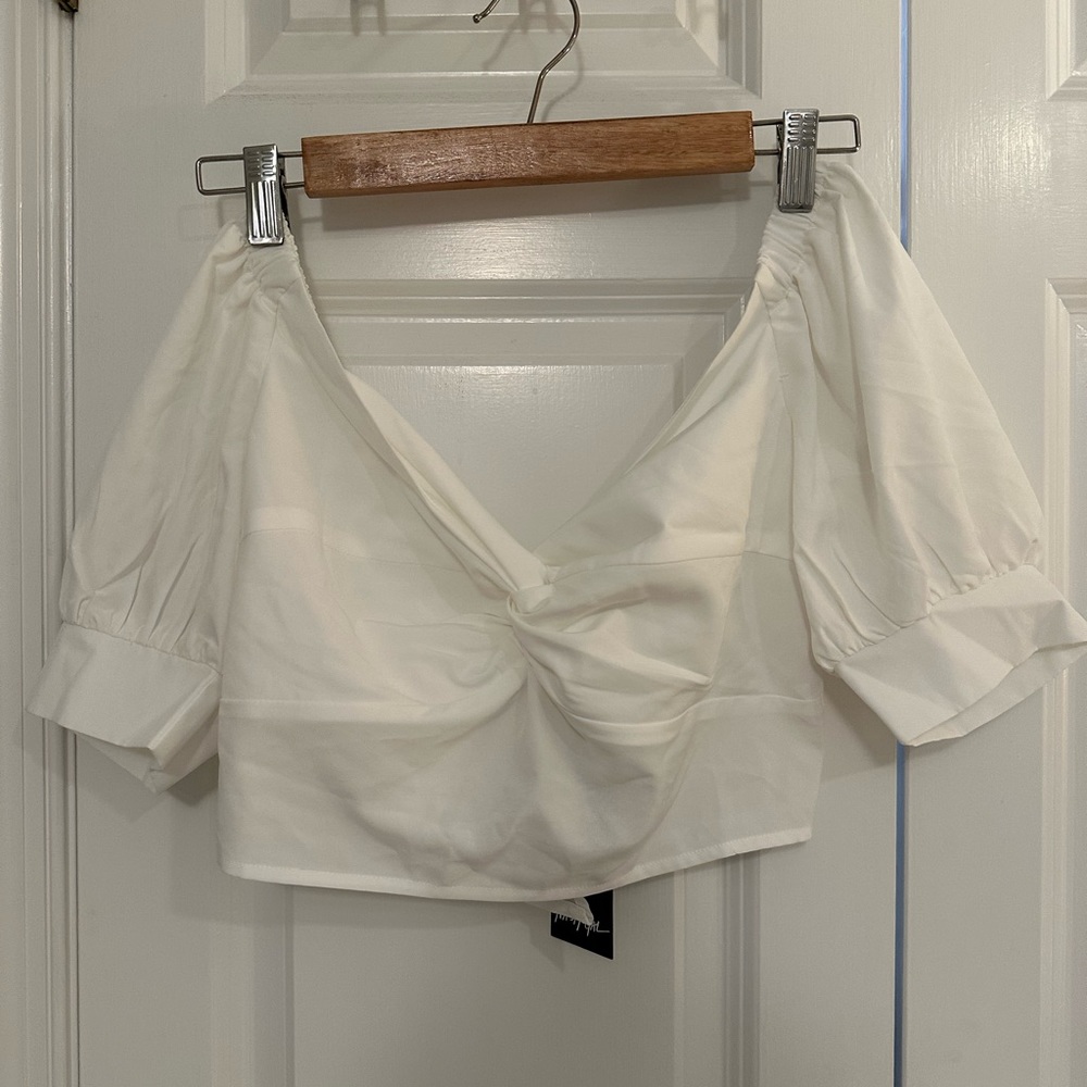 Nasty Gal wrap detail cropped blouse